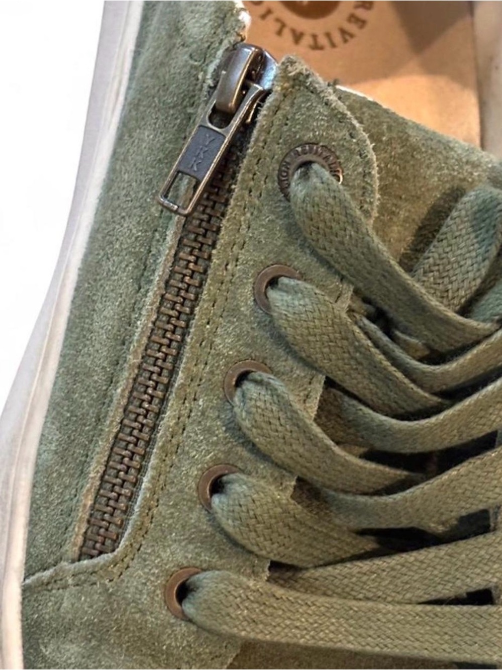REVITALIGN Olive Green Suede Athletic Sneakers Zip Orthotic Support streetwear - Picture 5 of 8